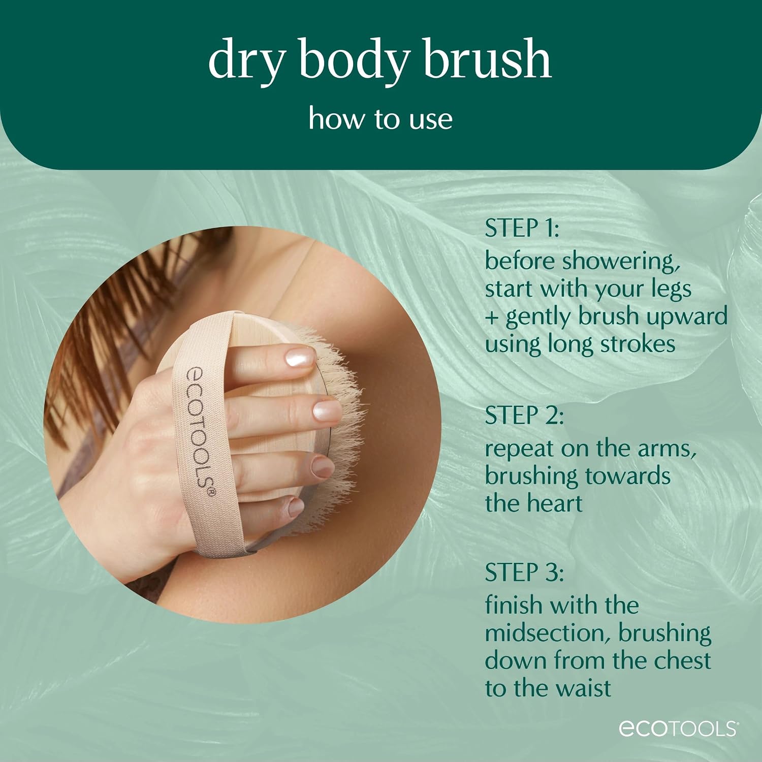 Dry Body Brush for Dry Brushing, Smooth Skin, 1 Count